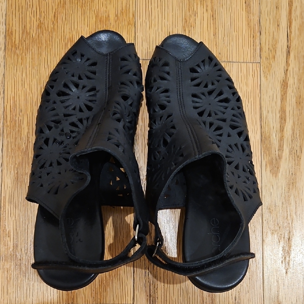 Arche Black Floral Cutout Sandals
